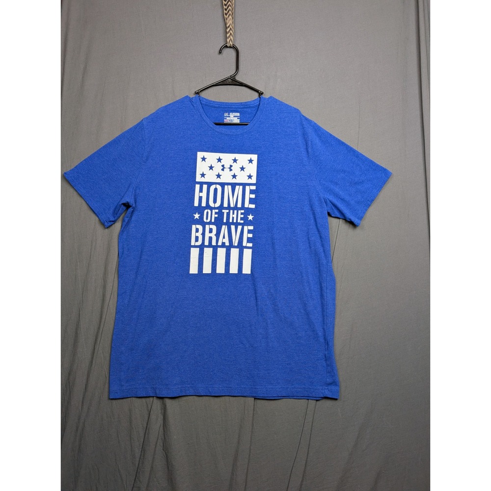 Under Armour Mens 2XL HeatGear Freedom Home of the Brave Graphic T-Shirt Blue